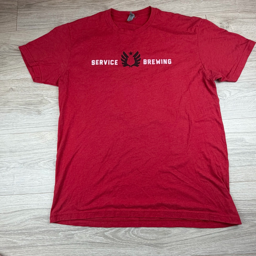 Service Brewing Gun Bunny Beer Red Mens T-Shirt Savannah, Ga Size L